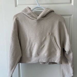 Province of Canada Beige Cropped Hoodie Sweatshirt